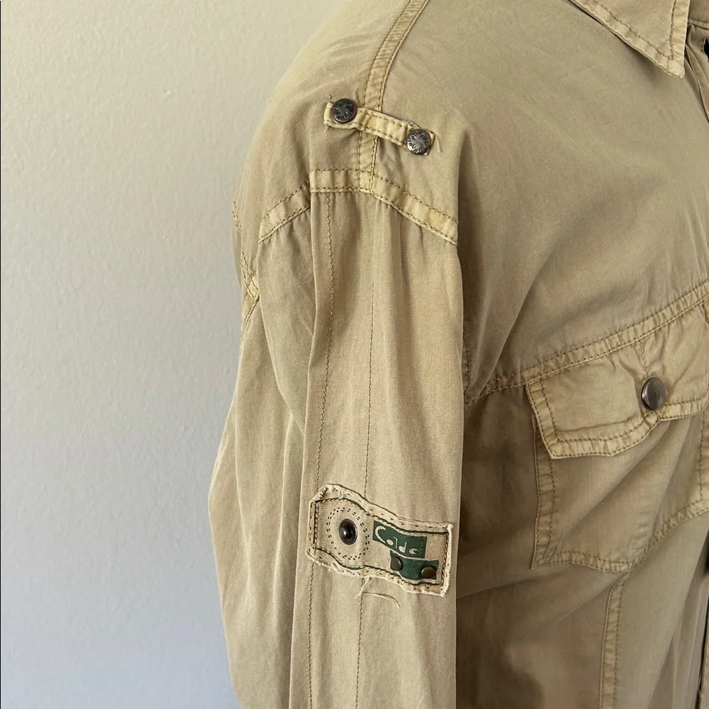 Men's Casual Button Down Shirt - Tan - Picture 5 of 16